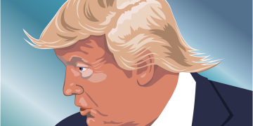 Donald Trump cartoon for The Apprentice film about him