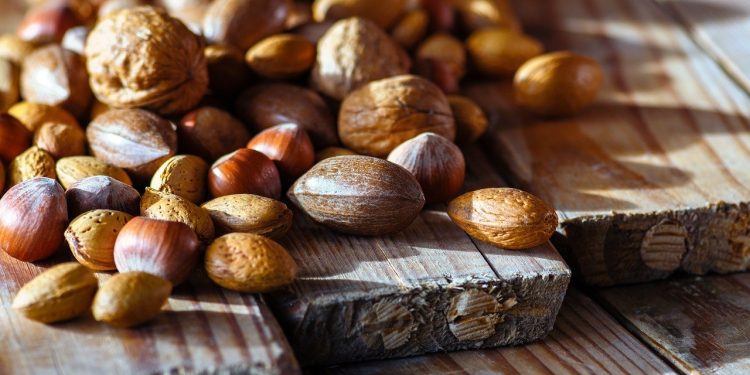 Close up of nuts representing a healthy diet