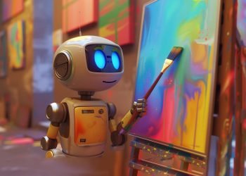 Robot artist representing the effect of AI developers