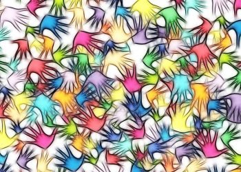 Hands representing volunteering work, making the world better