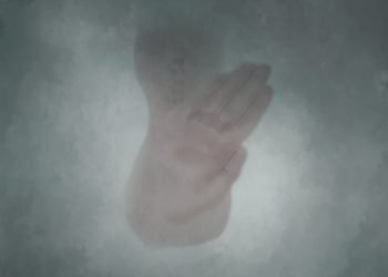 Illustration of a back and hand representing hands off our bodies
