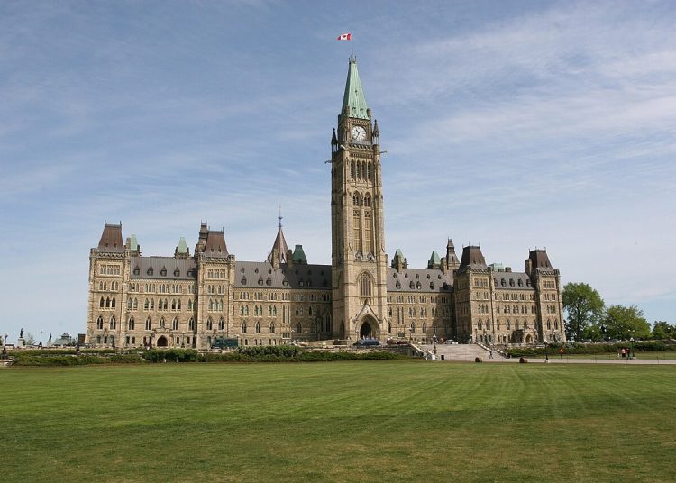 Parliament building in Ottawa, Canada to represent Mark Carney's victory in the election