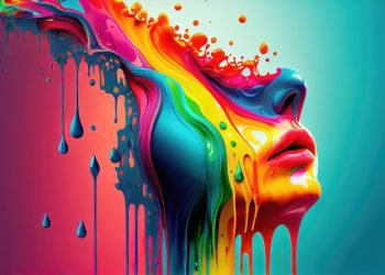 Melting face representing homophobia,, biphobia, intersexphobia and transphobia
