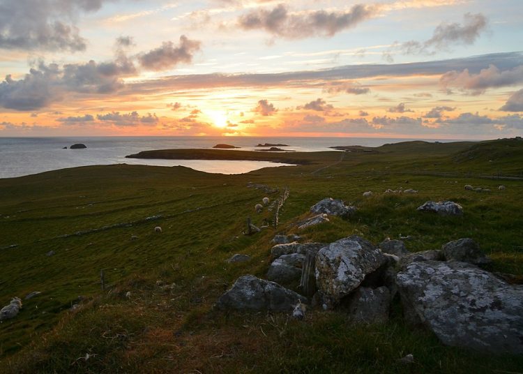 Photo of a sunset Shetland Islands