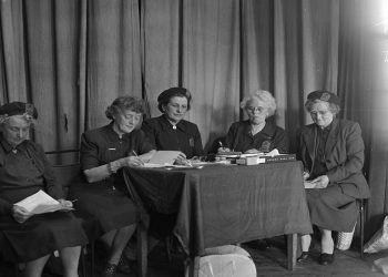 A photo of a group of women pensioners from the 1950s