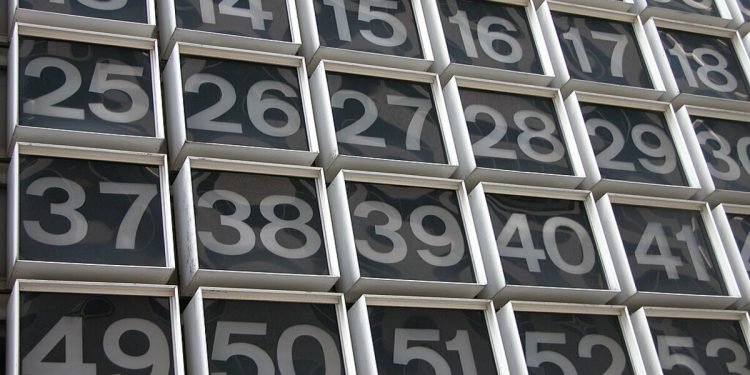 A board with many different large numbers